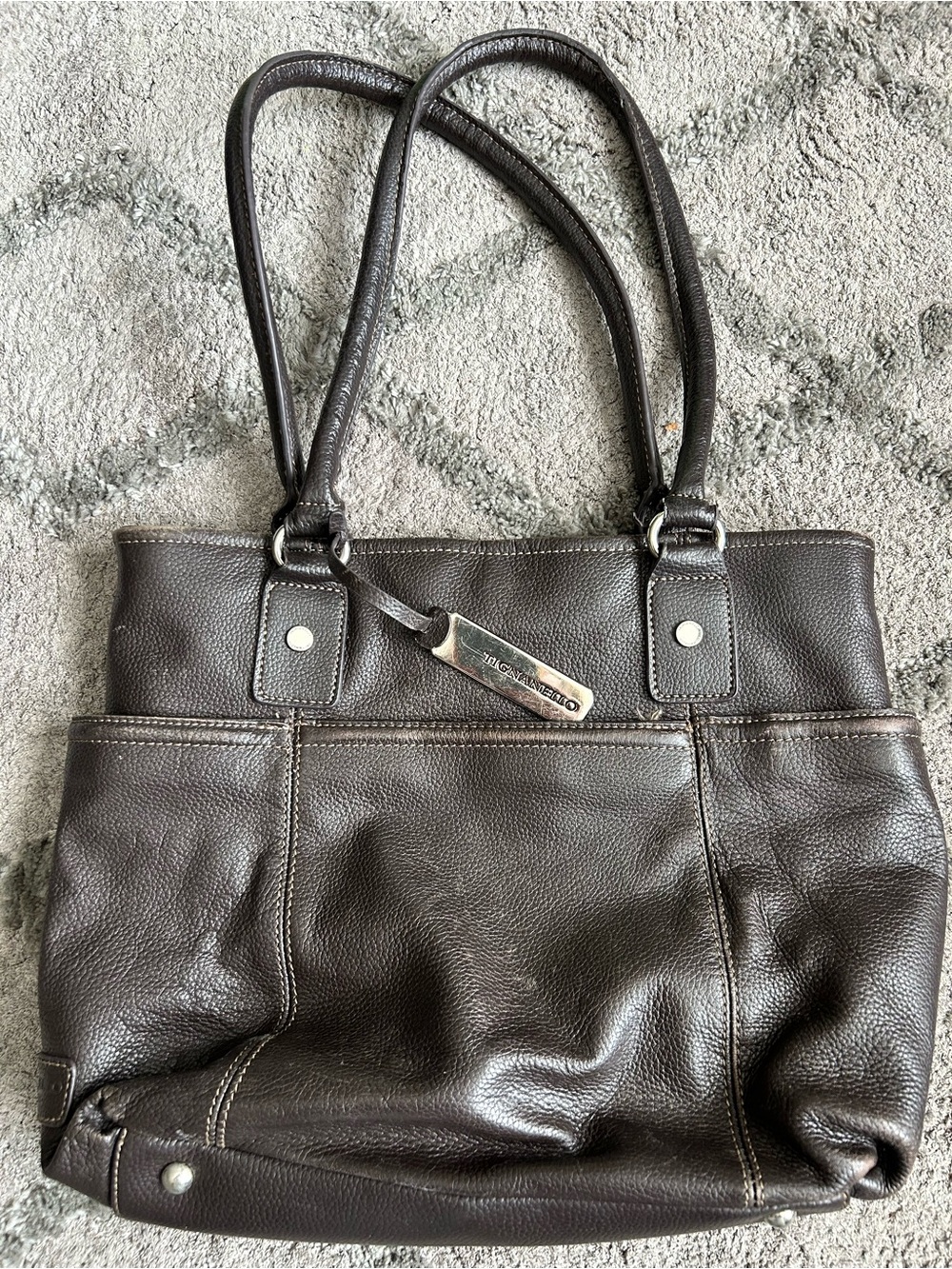 Tignanello Dark Brown Leather Shoulder Tote